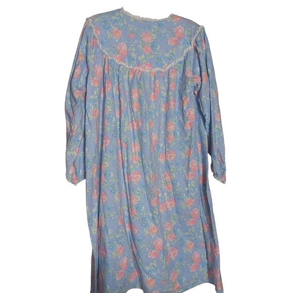 Lanz of Salzburg Nantucket Rose 100% Cotton Flannel Nightgown Medium - Picture 4 of 6